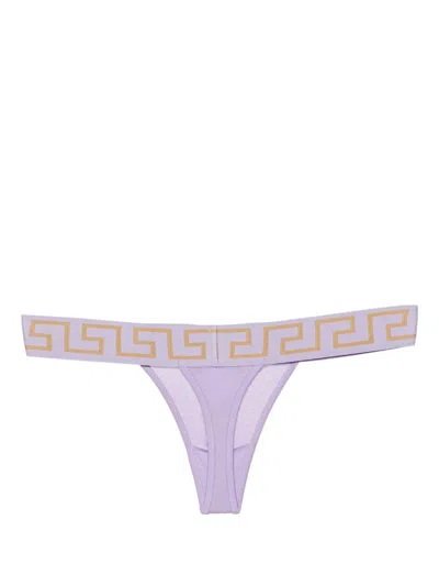 Versace Greca Border Thong In Pink