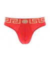 Versace Iconic Slim-fit Stretch-cotton Briefs In Red