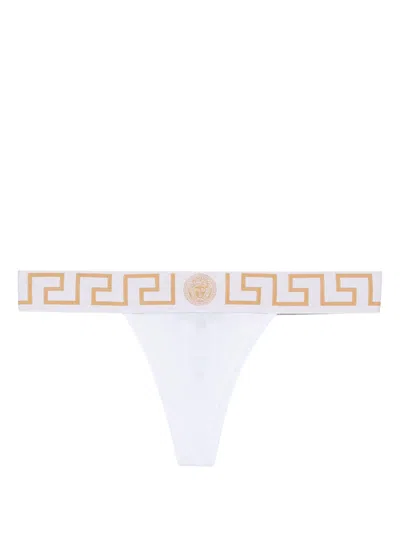 Versace Greca Border Thong In White