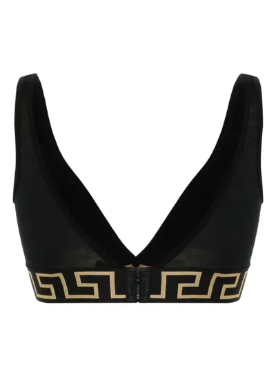 Versace Cotton-jersey Triangle Bralette In Black