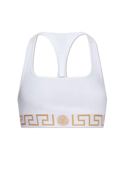 Versace Greca Border Triangle Bra In White