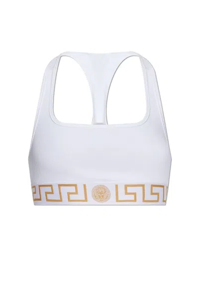 Versace Greca Border Triangle Bra In White