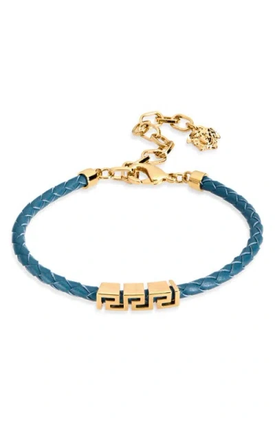 Versace Greca Braided Leather Bracelet