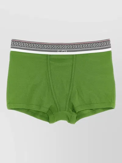 Versace Greca Briefs Elastic Waistband Mid Rise In Green