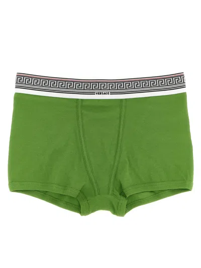 Versace Greca Ribbed Boxers In Green