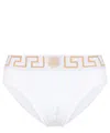 Versace Stretch Cotton Boxer Shorts With Greek Motif In White