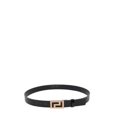 Versace Greca Buckle Belt In Brown