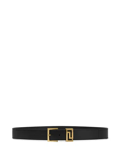 Versace Greca Leather Belt 1.2" In Black