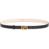 Versace Greca Goddess Skinny Leather Belt In Black/ Gold