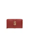 Versace Greca-buckle Zip Wallet In Red