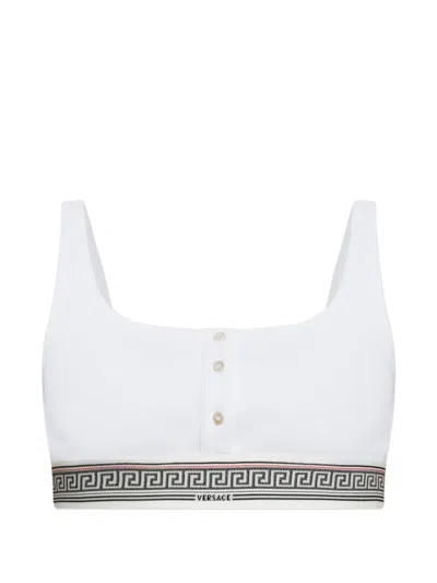 Versace Greca Button-up Bra In White