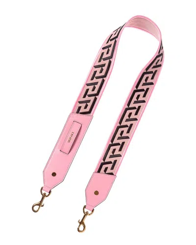 Versace Greca Canvas & Leather Shoulder Strap In Pink