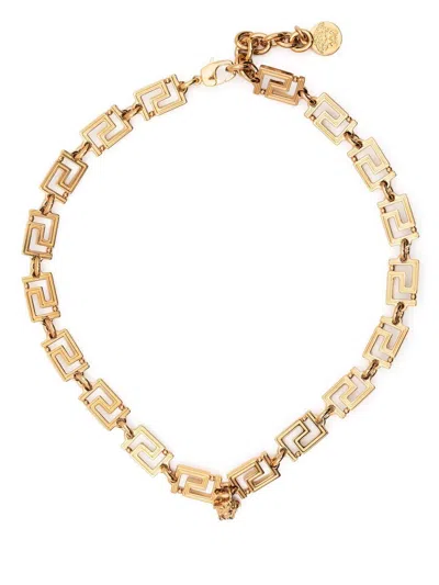 Versace Greca Chain Necklace In Gold