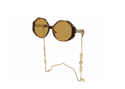 Pre-owned Versace Greca Chain Sunglasses In Tortise (ve4395f/51197/59)