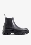 Versace Greca Chelsea Boots In Calf Leather In Black