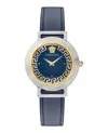 Versace Greca Chic Leather Watch In Gold