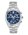 Versace 40mm Ss Blu Dial Slv Bra In Multi