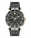 Versace Greca Chrono Leather Watch In Multi