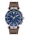 Versace Greca Chrono Strap Watch In Brown
