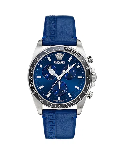 Versace Greca Chrono Wave Chronograph Watch, 43mm In Blue/blue