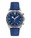 Versace Greca Chrono Wave Leather Watch In Multi