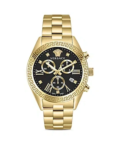 Versace Greca Chronograph, 40mm In Black/gold