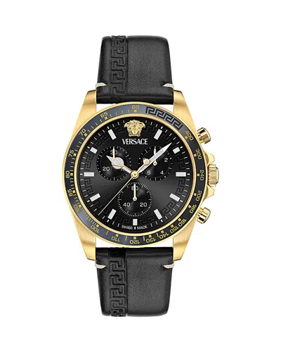 Versace Greca Chronograph, 43mm In Black/black