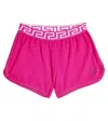 Versace Greca Cotton-blend Jersey Shorts In Pink