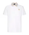 Versace Men Greca Polo Shirt With Short Sleeves In White