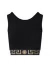 Versace Greca Border Cropped Tank Top In Nero