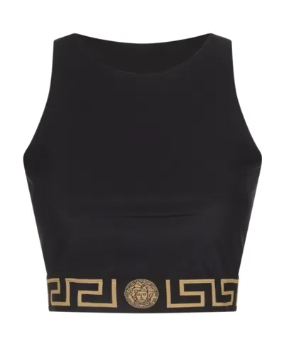 Versace Cut-out Detailed Sleeveless Top In Black