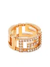 Versace Greca Crystal-embellished Ring In Gold