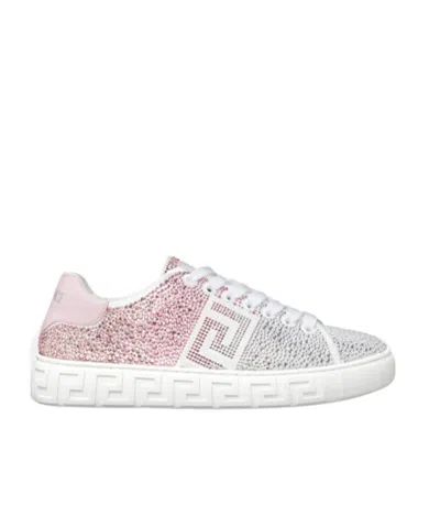 VERSACE VERSACE GRECA EMBELLISHED LACE-UP SNEAKERS