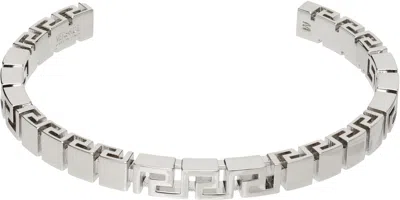 Versace Greca Cuff Bracelet In Silver