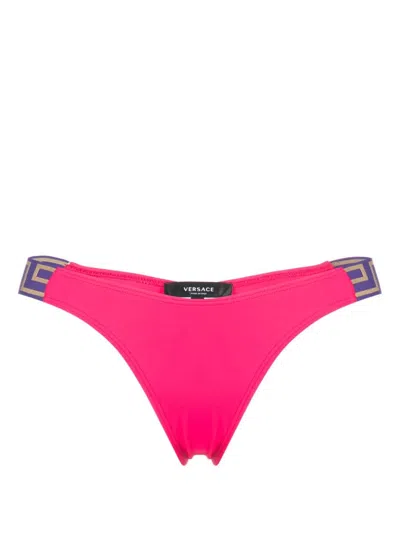 Versace Greca-detail Bikini Bottoms In Pink