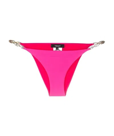 Versace Greca-detail Bikini Bottoms In Pink