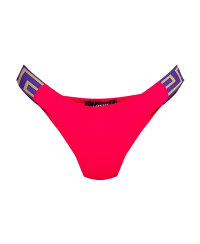 Versace Greca-detail Bikini Bottoms In Red