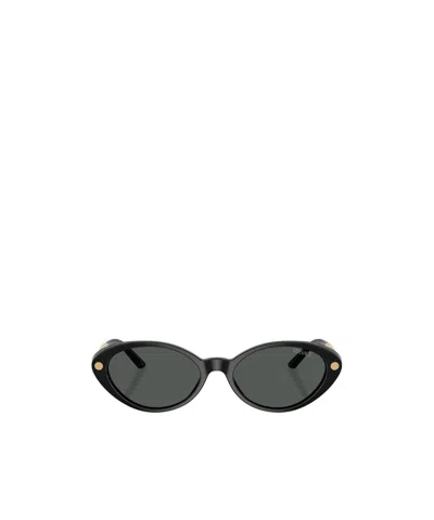 Versace Greca-detail Cat Eye-frame Sunglasses In Black