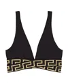 Versace Bikini Top With Greca Bands In Black