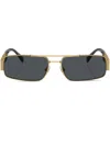 Versace Greca-detail Rectangle-frame Sunglasses In Gold
