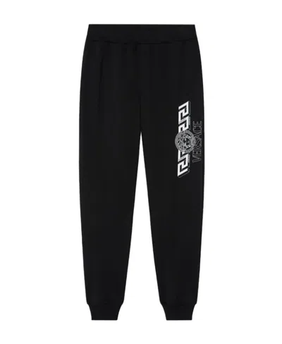 Versace Man Pants Black Size Xl Cotton In Multicolor