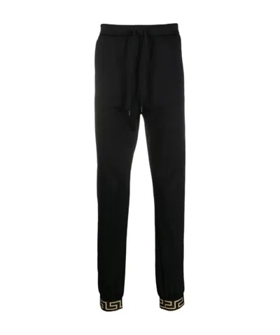 Versace Greca Detailed Drawstring Track Pants In Black