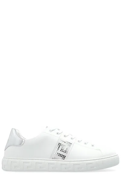 VERSACE GRECA-DETAILED LACE-UP SNEAKERS