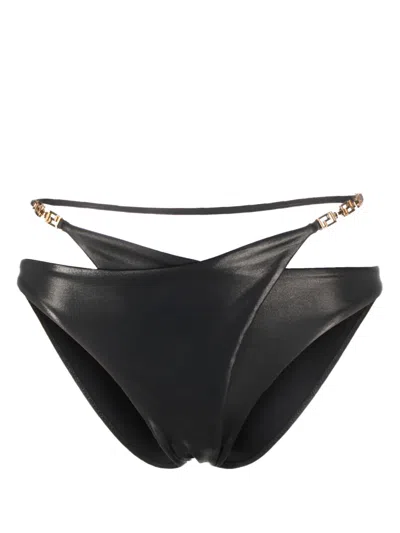Versace Greca-detailed Layered Bikini Bottom In Black