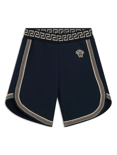 Versace Kids' Greca-detailing Shorts In Blue
