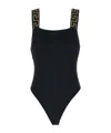Versace Black One-piece Swimsuit With Greca Detail In Stretch Polyamide Woman In Black