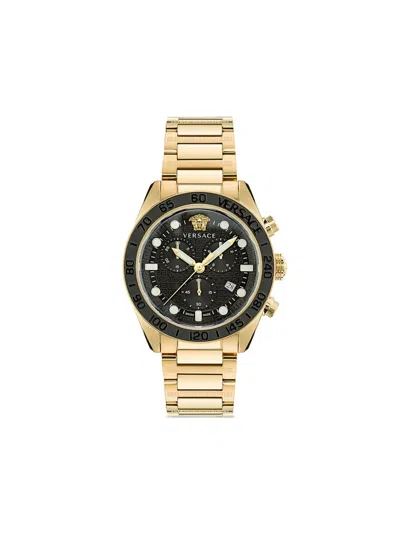 Versace Greca Dome Chrono 43mm In Gold