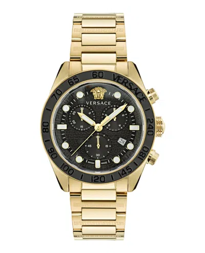 Versace Greca Dome Chrono Bracelet Watch In Gold