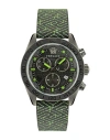 Versace Greca Dome Chrono Leather Watch In Grey