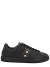 Versace Black Greca Embellished Nylon Faux-leather Sneakers In Black